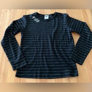 EUC Disney Catalogue sz S Black and White Striped Long Sleeve w/Mickey accent